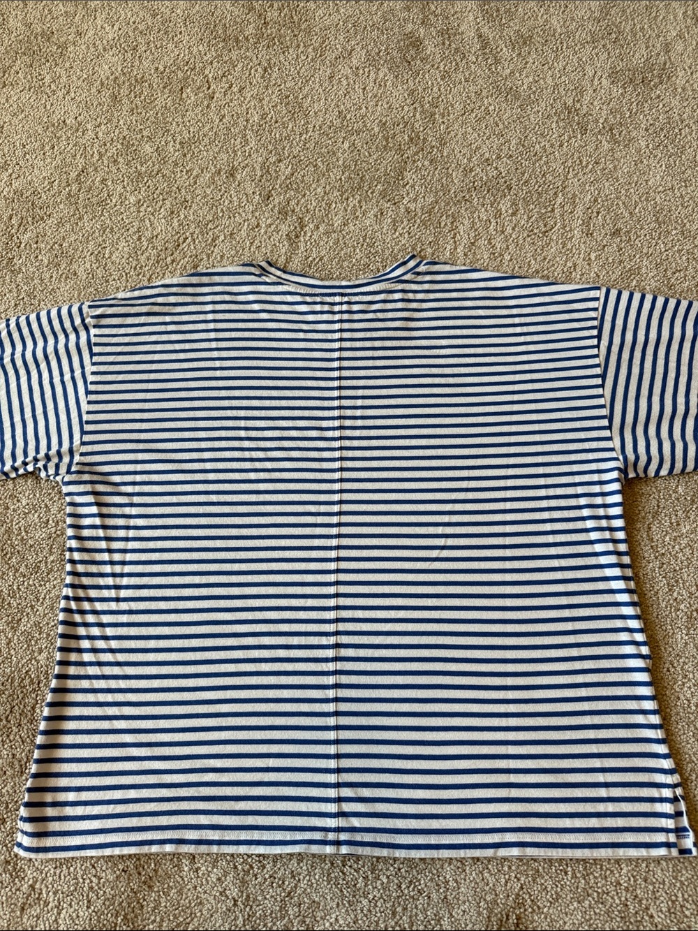 AYR French Fry Blue Striped Crewneck 3/4 Sleeve T Shirt - Picture 4 of 10